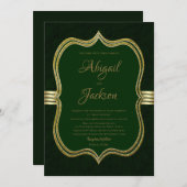 Elegante Forest Green and Gold Wedding Einladung (Vorne/Hinten)