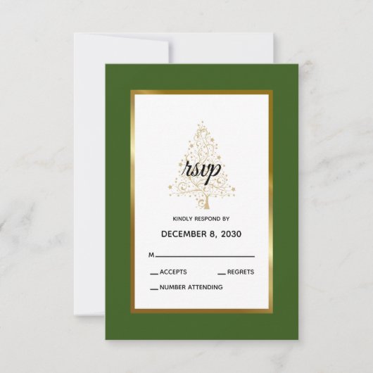 Elegante Forest Green Gold Weihnachtsfeier RSVP Karte (Vorderseite)