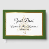 Elegante Forest Green Gold Winter Holiday Wedding Gästebuch (Vorderseite)
