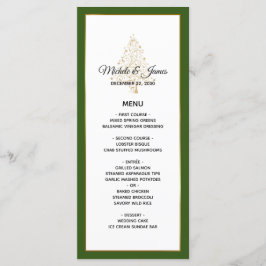 Elegante Forest Green Gold Winter Holiday Wedding Menükarte