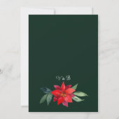 Elegante Forest Green Red Floral Weihnachten Hochz Einladung (Rückseite)