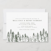 Elegante Forest Pine Minimalistisch Evergreen Wedd Einladung (Vorderseite)