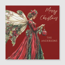 Elegante Forestcore Fairy Holiday Magnet
