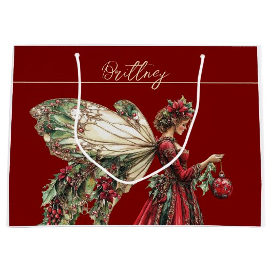 Elegante Forestcore Weihnachtsfee Große Geschenktüte (Vorderseite)