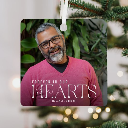 Elegante Forever in unserem Herz Foto Keepake Ornament Aus Metall