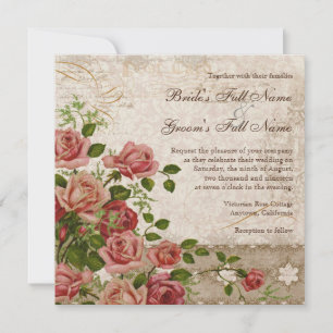 Elegante Formal Wedding Einladung Tee Rose Vintag