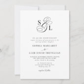 Elegante formale Classic-Monogramm-Hochzeit Einladung (Vorderseite)