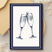 Elegante formale dunkle Bleu weiße Rente Einladung