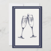 Elegante formale dunkle Bleu weiße Rente Einladung (Rückseite)