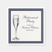 Elegante formale dunkle Bleu weiße Rente Serviette (Vorderseite)