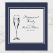 Elegante formale dunkle Bleu weiße Rente Weinetikett (Einzelnes Label)