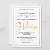 Elegante formale Gold Script Calligrafy Wedding Einladung (Vorderseite)