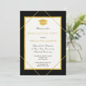Elegante formale Goldgrad-Diplom-Party Einladung (Stehend Vorderseite)