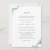 Elegante, formale grüne Aquarellfarben-Monogramm-H Einladung (Vorderseite)