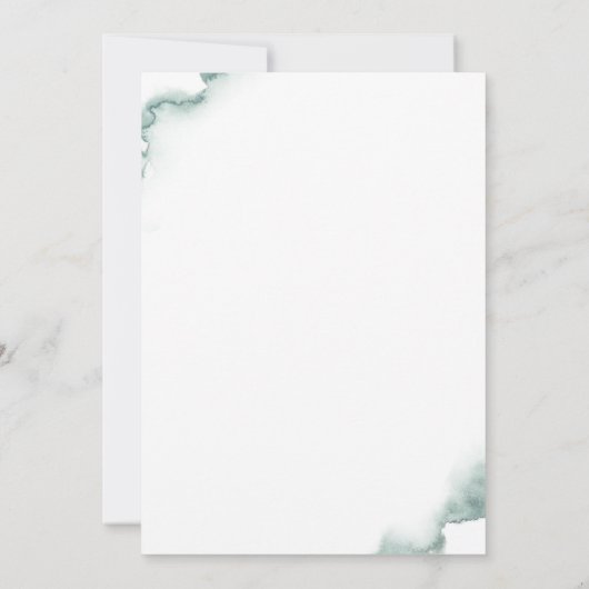 Elegante, formale grüne Aquarellfarben-Monogramm-H Einladung (Rückseite)