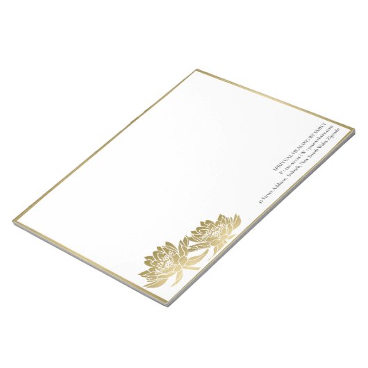 ELEGANTE FORMALE IMITATE GOLD LOTUS FLORALISCHES G NOTIZBLOCK (angewinkelt)
