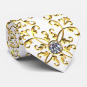 Elegante formale Imitate Weißes Gold Imitate Diamo Krawatte (Gerollt)