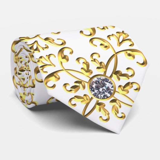 Elegante formale Imitate Weißes Gold Imitate Diamo Krawatte (Gerollt)