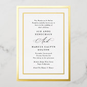 Elegante formale Kalligraphie Foil Gold Frame Wedd Folieneinladung (Vorderseite)