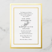 Elegante formale Kalligraphie-Goldrahmen-Hochzeit Folieneinladung (Vorderseite)