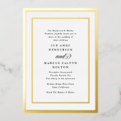 Elegante formale Kalligraphie-Goldrahmen-Hochzeit Folieneinladung (Vorderseite)