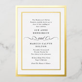 Elegante formale Kalligraphie-Goldrahmen-Hochzeit Folieneinladung (Vorderseite)