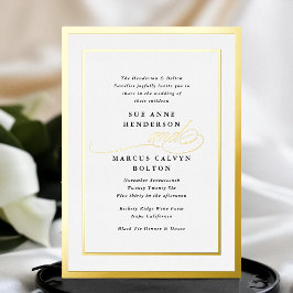 Elegante formale Kalligraphie-Goldrahmen-Hochzeit Folieneinladung