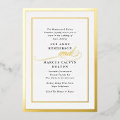 Elegante formale Kalligraphie-Goldrahmen-Hochzeit Folieneinladung (Vorderseite)
