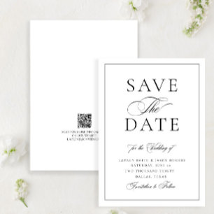 Elegante formale Kalligraphie Hochzeit QR Code Hoc Save The Date