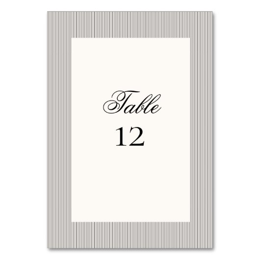 Elegante formale klassische Hochzeitdetails Tischnummer (Vorderseite)