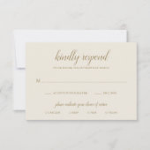 Elegante formale Meal-Neutral-Gold-Elfenbeinhochze RSVP Karte (Vorderseite)
