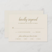 Elegante formale Meal-Neutral-Gold-Elfenbeinhochze RSVP Karte (Vorne/Hinten)