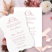 Elegante formale Monogram Dusty Rose Wedding Einladung