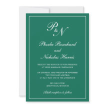 Elegante formale Monogram Emerald Green Wedding