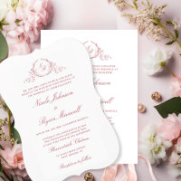 Elegante formale Monogram Rosa Hochzeit