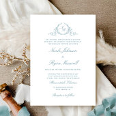 Elegante formale Monogram Sea Glass Wedding Einladung