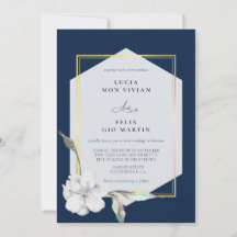 Elegante formale Navy Blue Golden Frame Wedding