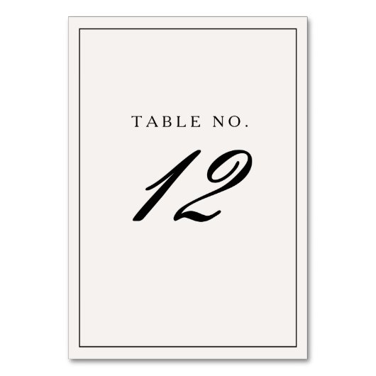Elegante formale Schwarz-Rahmen-Kalligrafie-Hochze Tischnummer (Rückseite)