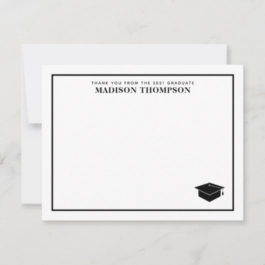 Elegante formale schwarze Script-Graduierungsklamm Mitteilungskarte (Vorderseite)