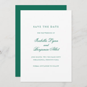 Elegante formale, traditionelle Smaragdgrüne Hochz Save The Date