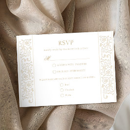 Elegante formelle Ecru-Rollenbordüre Hochzeit RSVP Karte