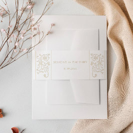 Elegante formelle Ecru-Rollenmuster-Rand-Hochzeit Einladungsbanderole