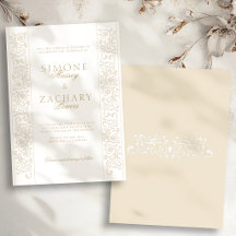 Elegante formelle Ecru-Rollenwerk-Rand-Hochzeit