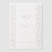 Elegante formelle Ecru-Rollenwerk-Rand-Hochzeit Pergament Einladungen (Vorderseite)
