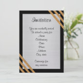 Elegante formelle Einladung in Schwarz, Weiß und G (Stehend Vorderseite)