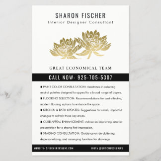 Elegante formelle falsche Gold-Lotus-Blumen Geschä Flyer