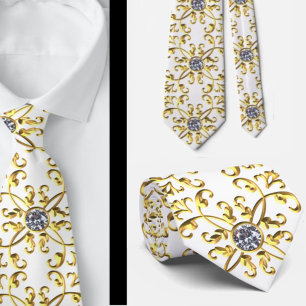 Elegante formelle falsche weiße Gold falsche Diama Krawatte