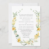 Elegante formelle gelbe Blumenhochzeit Einladung (Vorderseite)