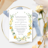 Elegante formelle gelbe Blumenhochzeit Einladung