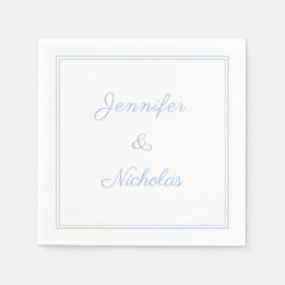 Elegante formelle hellblaue Schrift Hochzeit Serviette